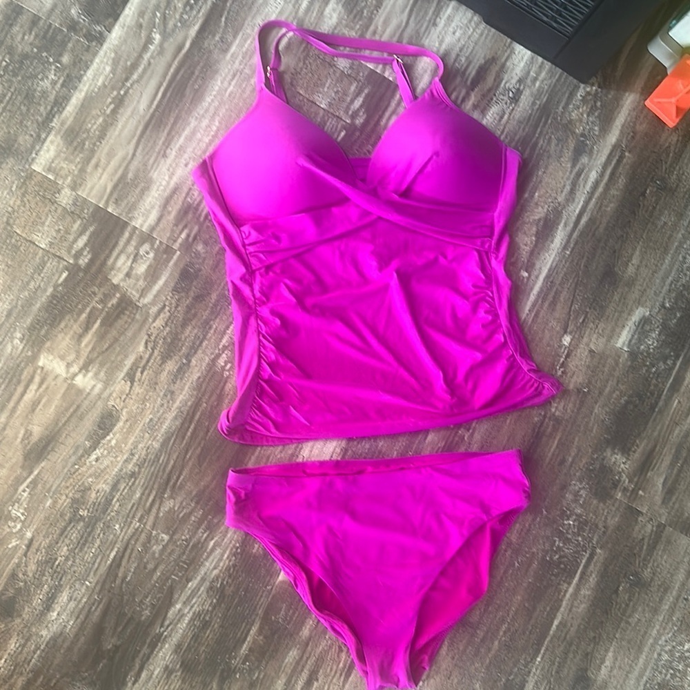 NWOT Vibrant Pink Swimsuit Set size XL